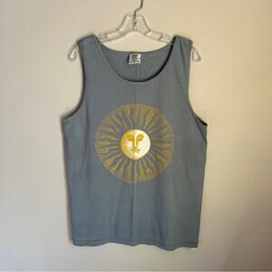 Comfort Colors Gray Yellow Sun South Padre Island Texas Tank Top Size Medium
